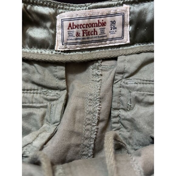 Abercrombie & Fitch Army Green Cargo Pants Sz 30 10R Military Paratrooper Y2K - Picture 6 of 6